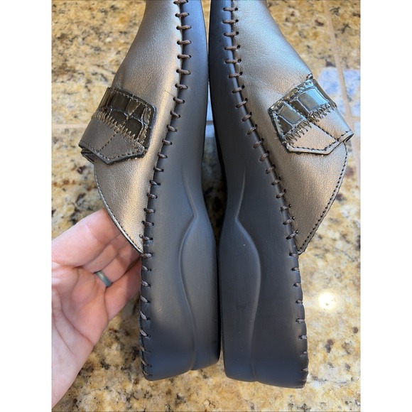 La Plume Santori Brown Metallic Leather Mules Clogs Slip On Shoes 41 US 10.5-11 - Picture 7 of 16